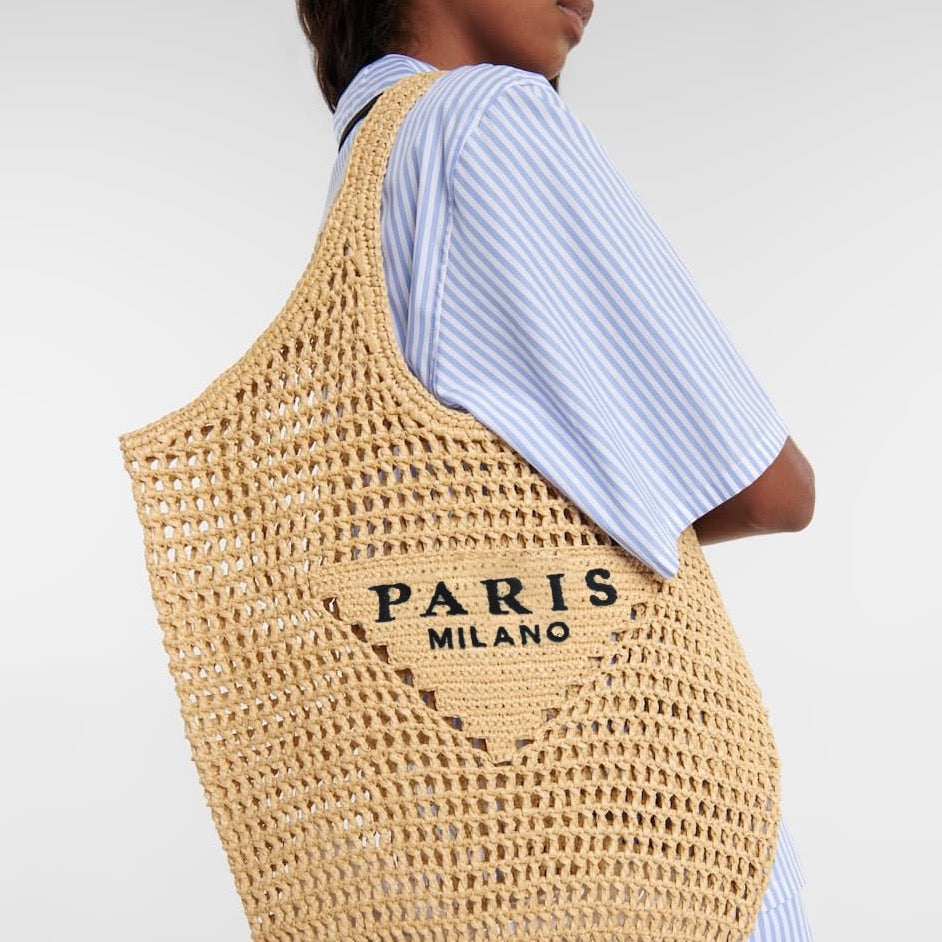 Stroh-Handtasche in luxuriösem Design "Paris"